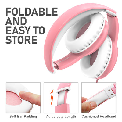 3.5mm On-Ear Stereo Foldable Headphones with Microphone for Kids