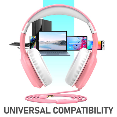 3.5mm On-Ear Stereo Foldable Headphones with Microphone for Kids
