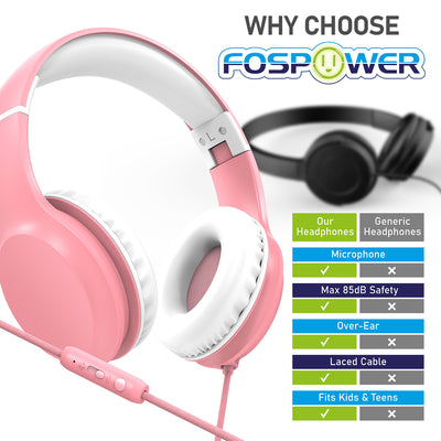 3.5mm On-Ear Stereo Foldable Headphones with Microphone for Kids