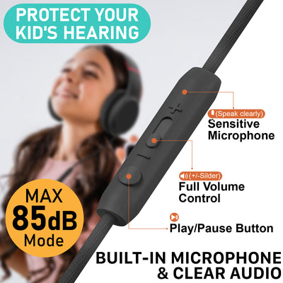 3.5mm On-Ear Stereo Foldable Headphones with Microphone for Kids