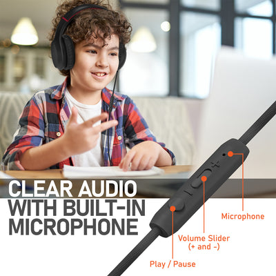 3.5mm On-Ear Stereo Foldable Headphones with Microphone for Kids