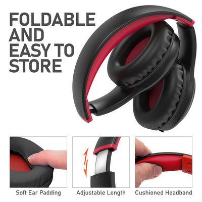 3.5mm On-Ear Stereo Foldable Headphones with Microphone for Kids