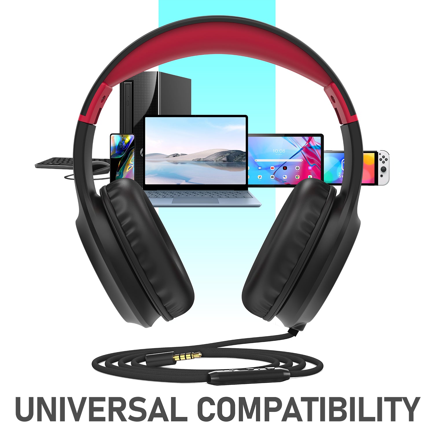 3.5mm On-Ear Stereo Foldable Headphones with Microphone for Kids