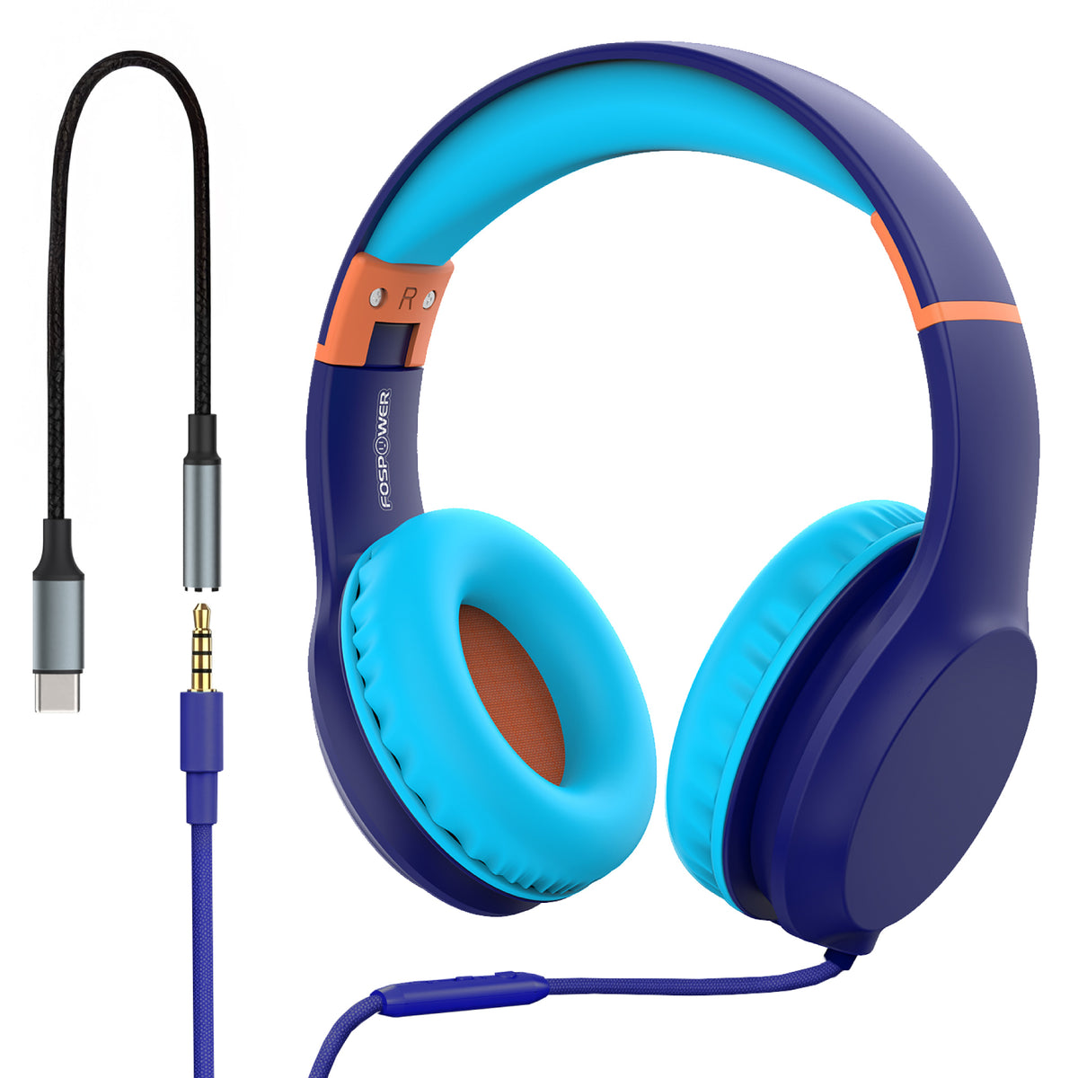 Kids Over-Ear Headphones with USB-C to 3.5mm Adapter