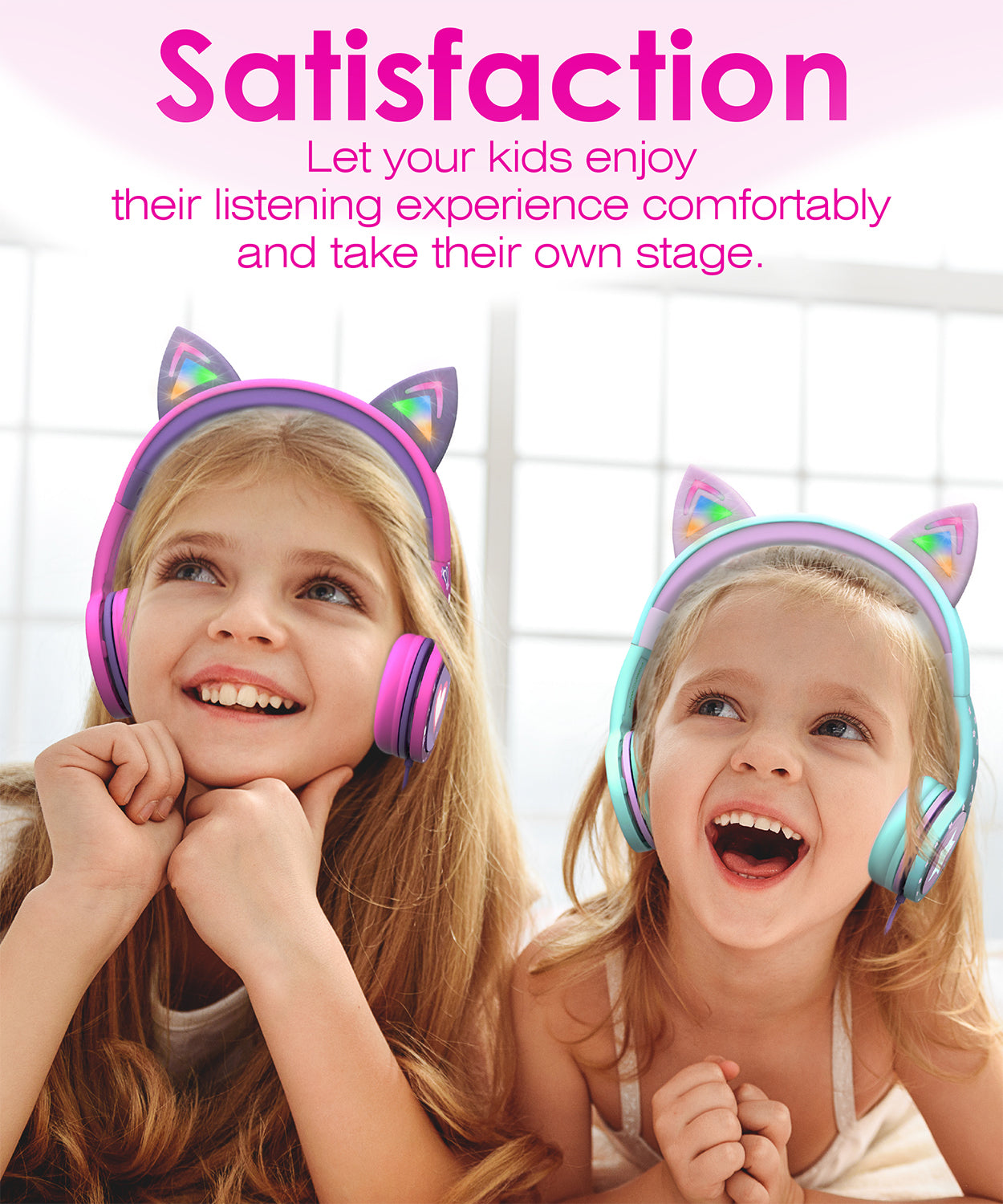 Kids Wired Headphones with Mic, USB-C Adapter for School, 85dB