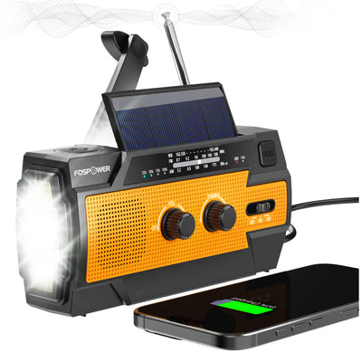[Model A3] 4,000mAh Emergency Solar Hand Crank NOAA Weather Radio