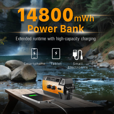 [Model A3] 4,000mAh Emergency Solar Hand Crank NOAA Weather Radio