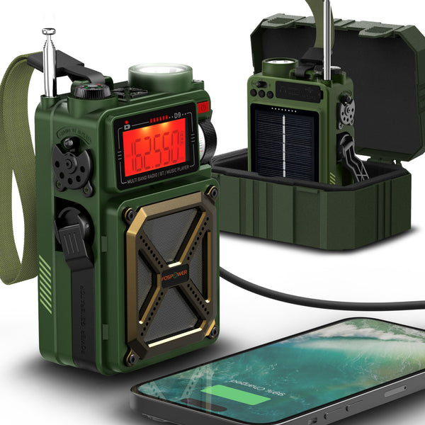 [Model D9] 4,000mAh Emergency Solar Hand Crank NOAA Weather Radio