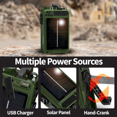 [Model D9] 4,000mAh Emergency Solar Hand Crank NOAA Weather Radio